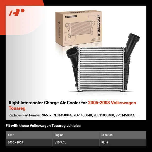 Right Intercooler Charge Air Cooler for 2005-2008 Volkswagen Touareg