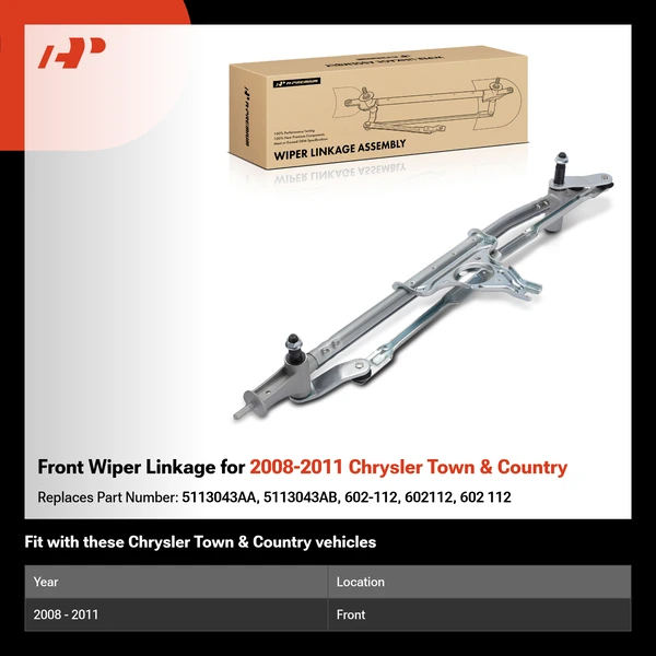 Front Wiper Linkage for 2008-2011 Chrysler Town & Country