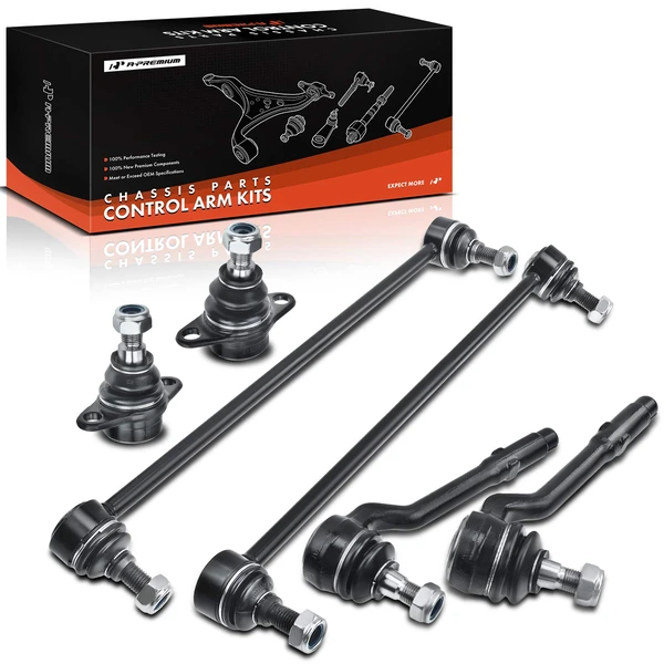 A Set of 6 Ball Joint Sway Bar Link and Tie Rod End Kit Front Side A-Premium APCA2541