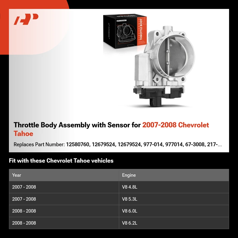 Throttle Body Assembly with Sensor for 2007-2008 Chevrolet Tahoe