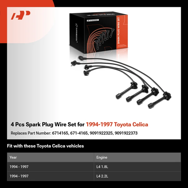 4 Pcs Spark Plug Wire Set for 1994-1997 Toyota Celica