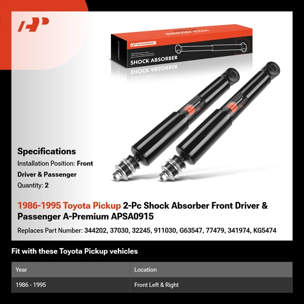 1986-1995 Toyota Pickup 2-Pc Shock Absorber Front Driver & Passenger A-Premium APSA0915