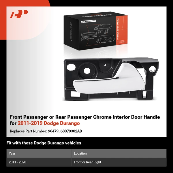 Front Passenger or Rear Passenger Chrome Interior Door Handle for 2011-2019 Dodge Durango