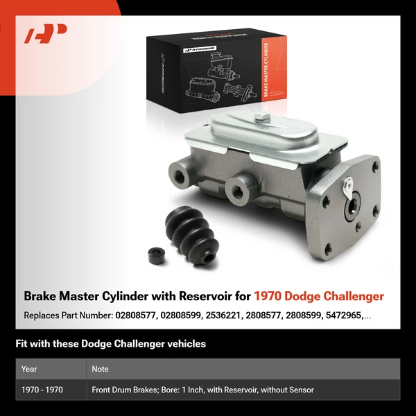 Brake Master Cylinder with Reservoir for 1970 Dodge Challenger