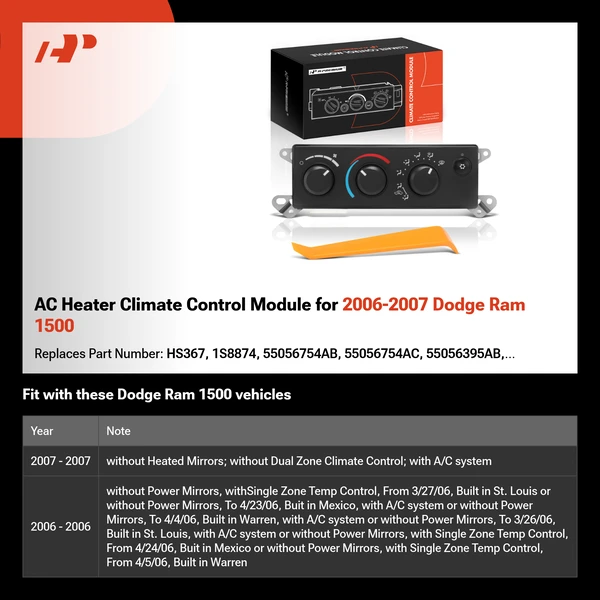 AC Heater Climate Control Module for 2006-2007 Dodge Ram 1500