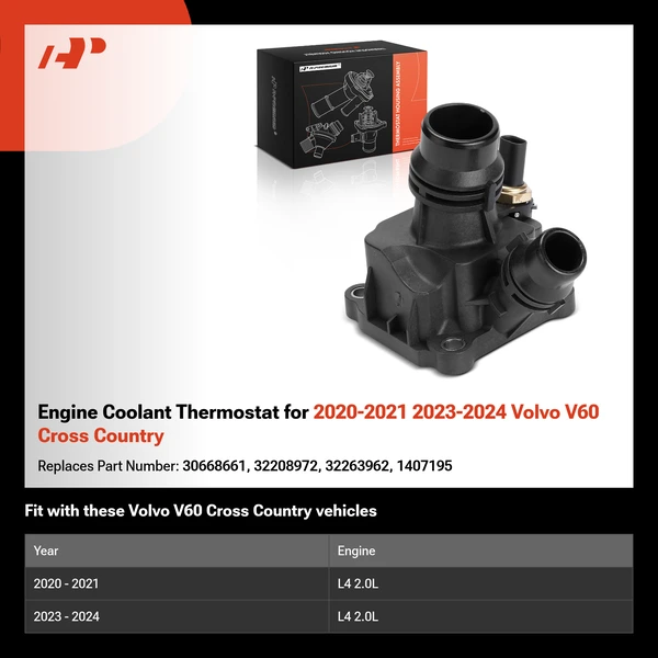 Engine Coolant Thermostat for 2020-2021 2023-2024 Volvo V60 Cross Country