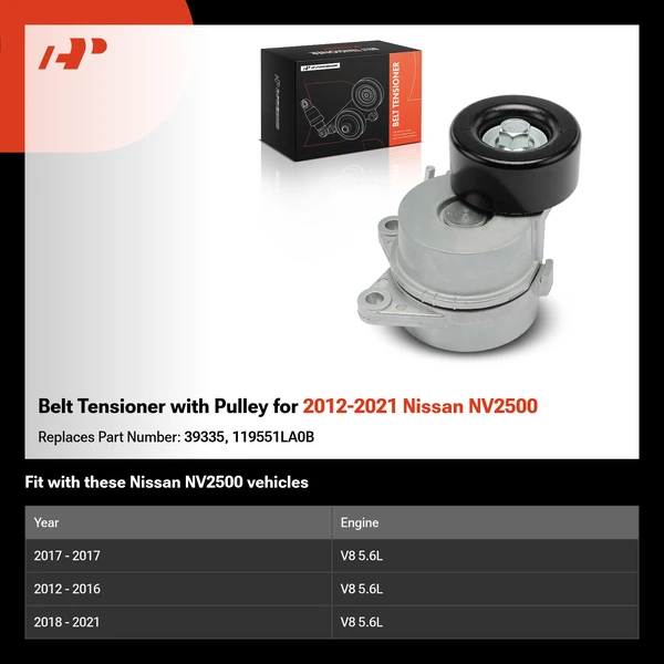Belt Tensioner with Pulley for 2012-2021 Nissan NV2500