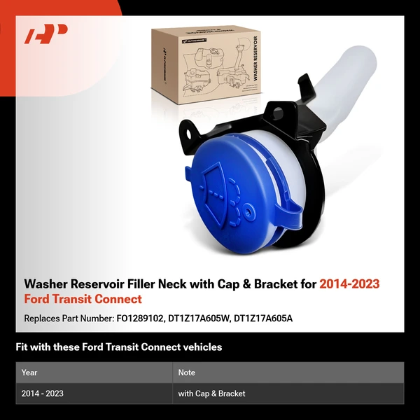 Washer Reservoir Filler Neck with Cap & Bracket for 2014-2023 Ford Transit Connect