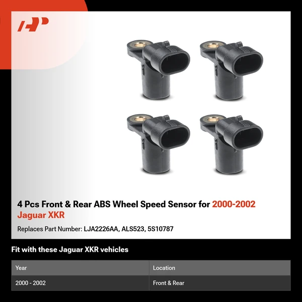 4 Pcs Front & Rear ABS Wheel Speed Sensor for 2000-2002 Jaguar XKR