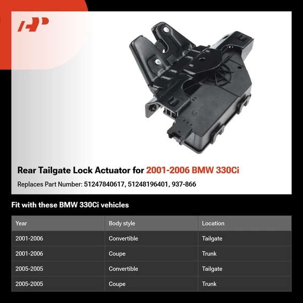 Rear Tailgate Lock Actuator for 2001-2006 BMW 330Ci