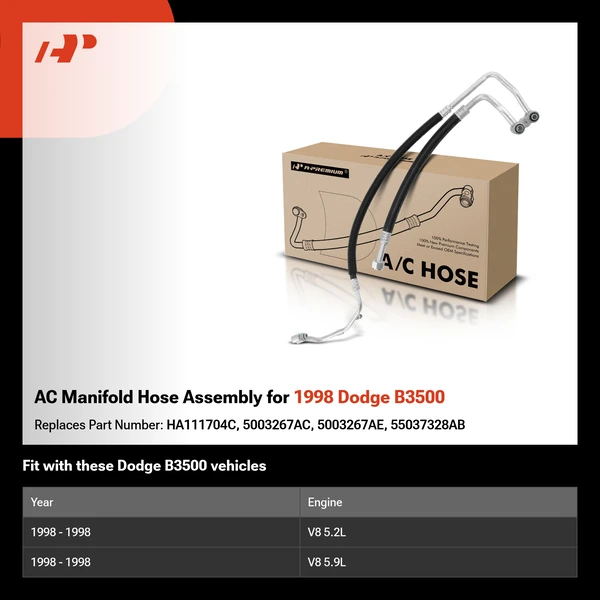 AC Manifold Hose Assembly for 1998 Dodge B3500