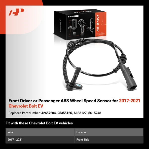 Front Driver or Passenger ABS Wheel Speed Sensor for 2017-2021 Chevrolet Bolt EV