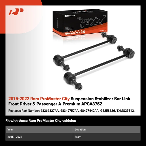 2015-2022 Ram ProMaster City Suspension Stabilizer Bar Link Front Driver & Passenger A-Premium APCA8752