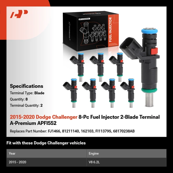 2015-2020 Dodge Challenger 8-Pc Fuel Injector 2-Blade Terminal A-Premium APFI552