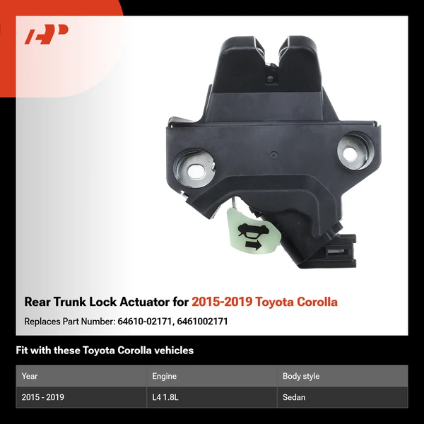 Rear Trunk Lock Actuator for 2015-2019 Toyota Corolla