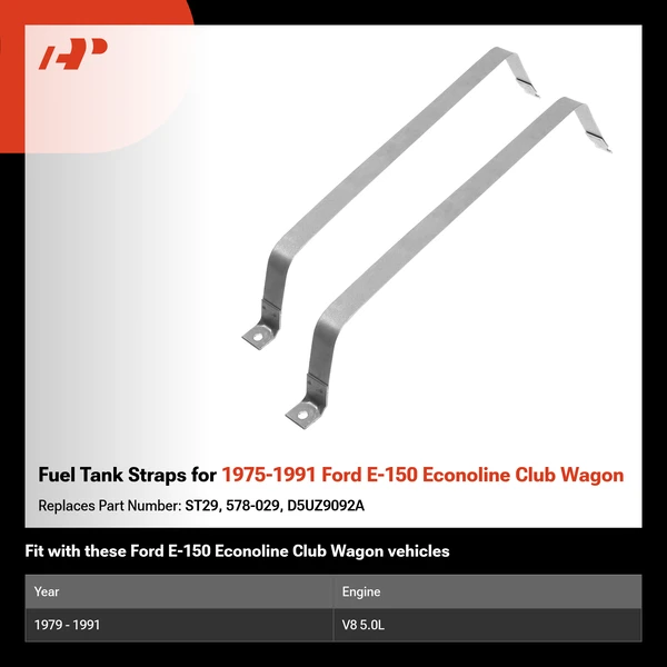 Fuel Tank Straps for 1975-1991 Ford E-150 Econoline Club Wagon
