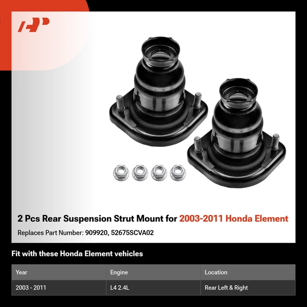 2 Pcs Rear Suspension Strut Mount for 2003-2011 Honda Element