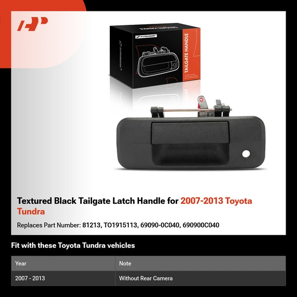 Textured Black Tailgate Latch Handle for 2007-2013 Toyota Tundra