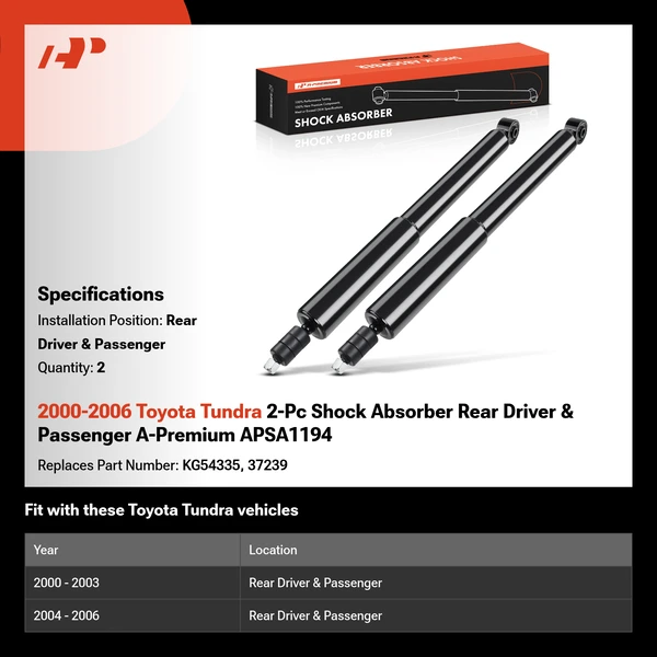 2000-2006 Toyota Tundra 2-Pc Shock Absorber Rear Driver & Passenger A-Premium APSA1194