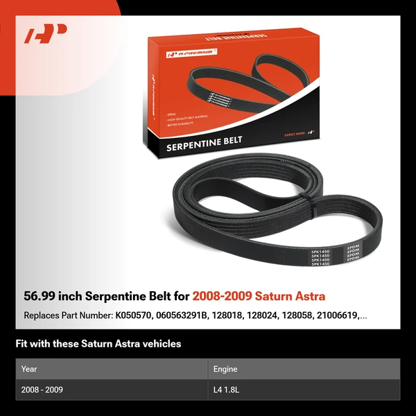56.99 inch Serpentine Belt for 2008-2009 Saturn Astra