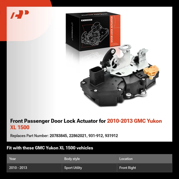 Front Passenger Door Lock Actuator for 2010-2013 GMC Yukon XL 1500