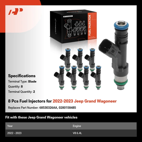 8 Pcs Fuel Injectors for 2022-2023 Jeep Grand Wagoneer