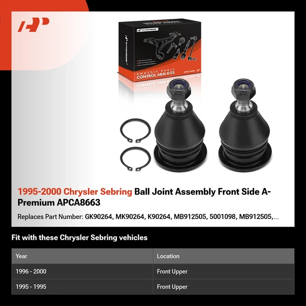 1995-2000 Chrysler Sebring Ball Joint Assembly Front Side A-Premium APCA8663