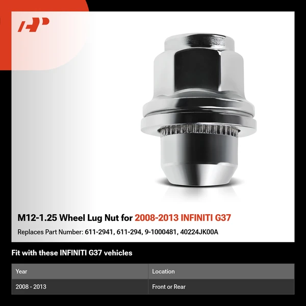 M12-1.25 Wheel Lug Nut for 2008-2013 INFINITI G37