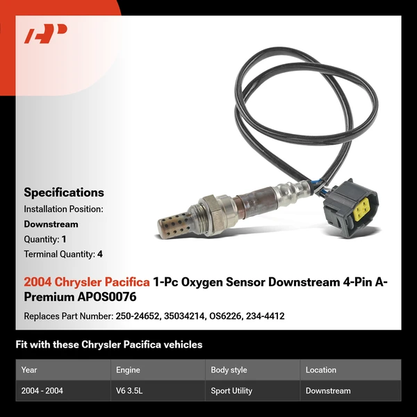 2004 Chrysler Pacifica 1-Pc Oxygen Sensor Downstream 4-Pin A-Premium APOS0076