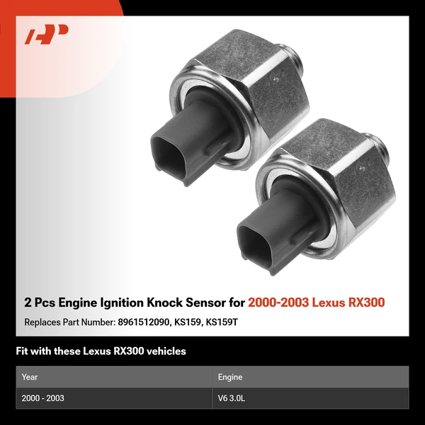 2 Pcs Engine Ignition Knock Sensor for 2000-2003 Lexus RX300
