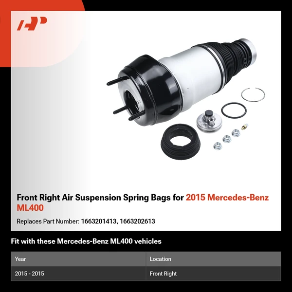 Front Right Air Suspension Spring Bags for 2015 Mercedes-Benz ML400