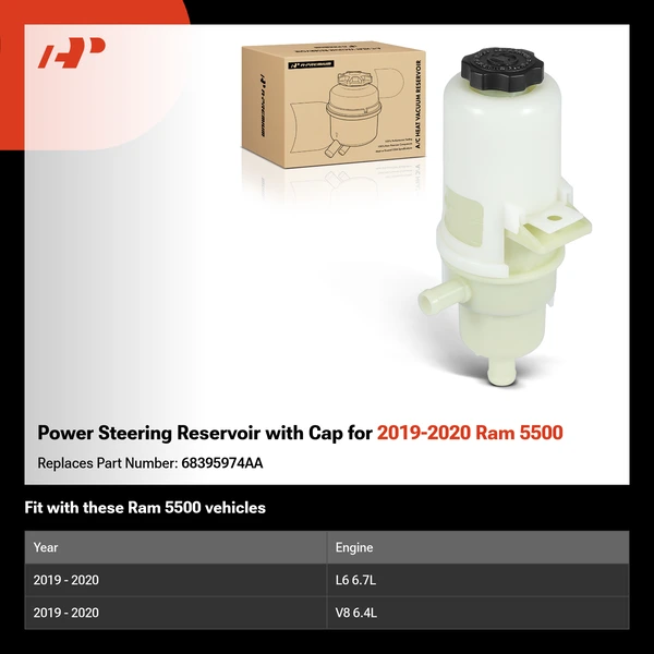 Power Steering Reservoir with Cap for 2019-2020 Ram 5500