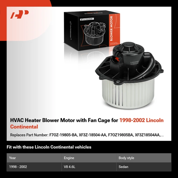 HVAC Heater Blower Motor with Fan Cage for 1998-2002 Lincoln Continental