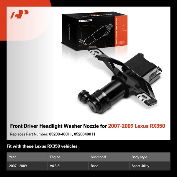 Front Driver Headlight Washer Nozzle for 2007-2009 Lexus RX350