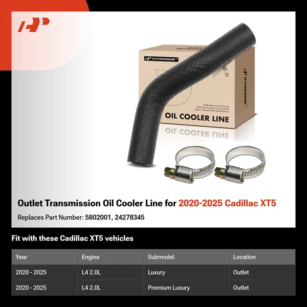Outlet Transmission Oil Cooler Line for 2020-2025 Cadillac XT5