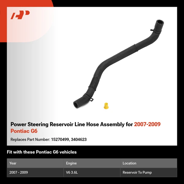 Power Steering Reservoir Line Hose Assembly for 2007-2009 Pontiac G6