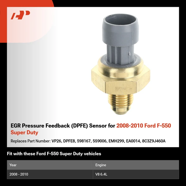 EGR Pressure Feedback (DPFE) Sensor for 2008-2010 Ford F-550 Super Duty