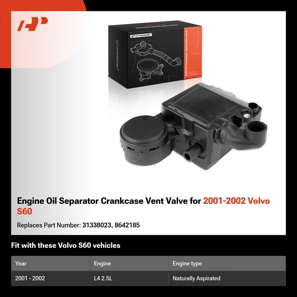 Engine Oil Separator Crankcase Vent Valve for 2001-2002 Volvo S60