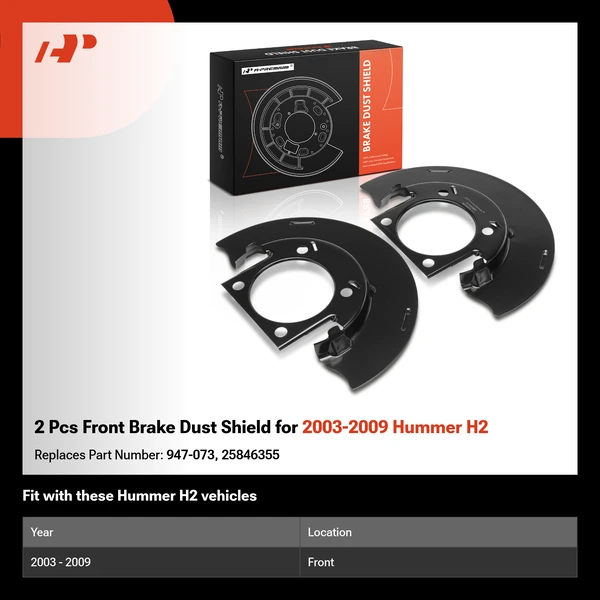 2 Pcs Front Brake Dust Shield for 2003-2009 Hummer H2
