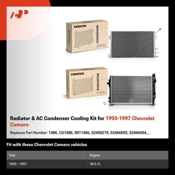 Radiator & AC Condenser Cooling Kit for 1993-1997 Chevrolet Camaro