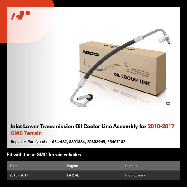 Inlet Lower Transmission Oil Cooler Line Assembly for 2010-2017 GMC Terrain