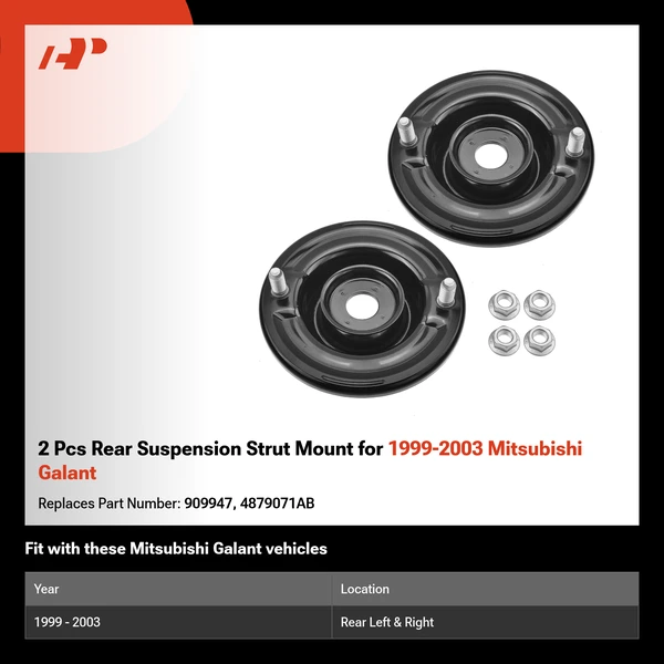 2 Pcs Rear Suspension Strut Mount for 1999-2003 Mitsubishi Galant