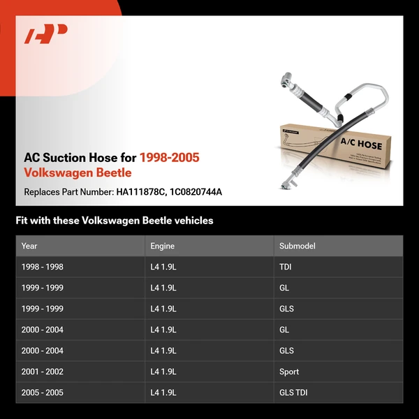 AC Suction Hose for 1998-2005 Volkswagen Beetle