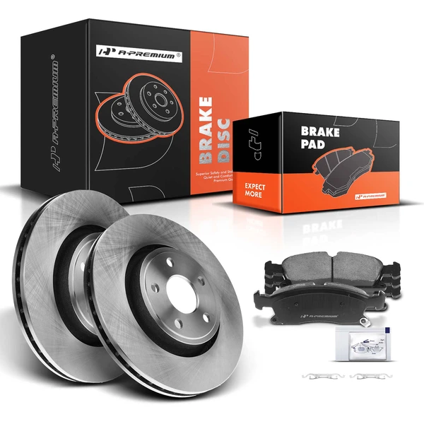 2011-2013 2015-2020 Dodge Durango Disc Brake Rotors and Ceramic Pads Kit, 6 Pcs, Front Driver & Passenger, A-Premium, APBRPR328