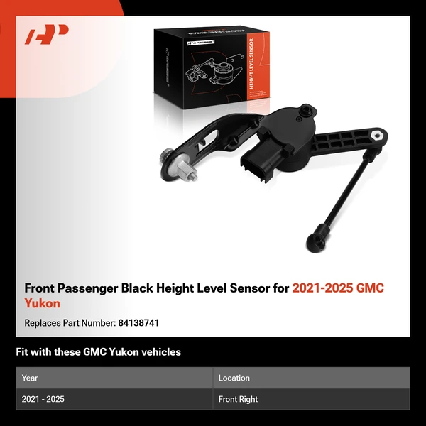 Front Passenger Black Height Level Sensor for 2021-2025 GMC Yukon