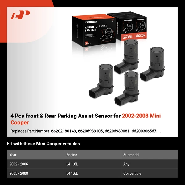 4 Pcs Front & Rear Parking Assist Sensor for 2002-2008 Mini Cooper