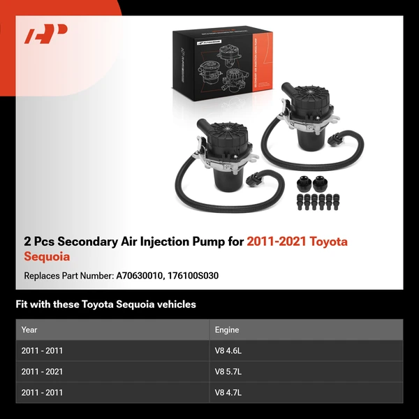 2 Pcs Secondary Air Injection Pump for 2011-2021 Toyota Sequoia