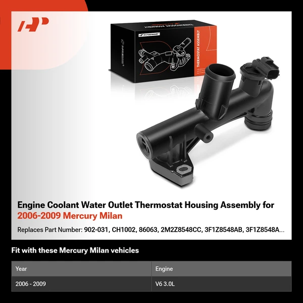 Engine Coolant Water Outlet Thermostat Housing Assembly for 2006-2009 Mercury Milan