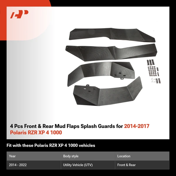 4 Pcs Front & Rear Mud Flaps Splash Guards for 2014-2017 Polaris RZR XP 4 1000