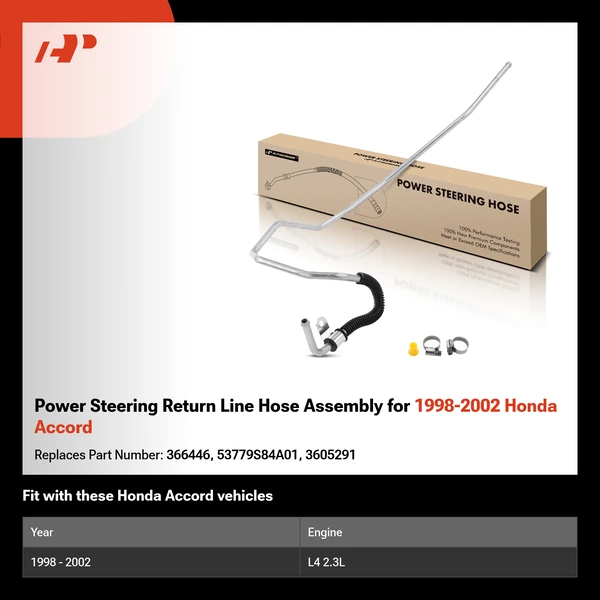 Power Steering Return Line Hose Assembly for 1998-2002 Honda Accord